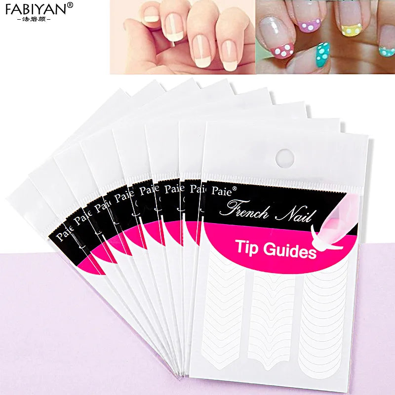 10 Pack French Manicure Nail Form Guide Stickers Nail Art Stencil