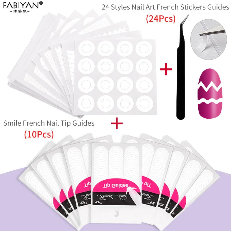 10 Pack French Manicure Nail Form Guide Stickers Nail Art Stencil