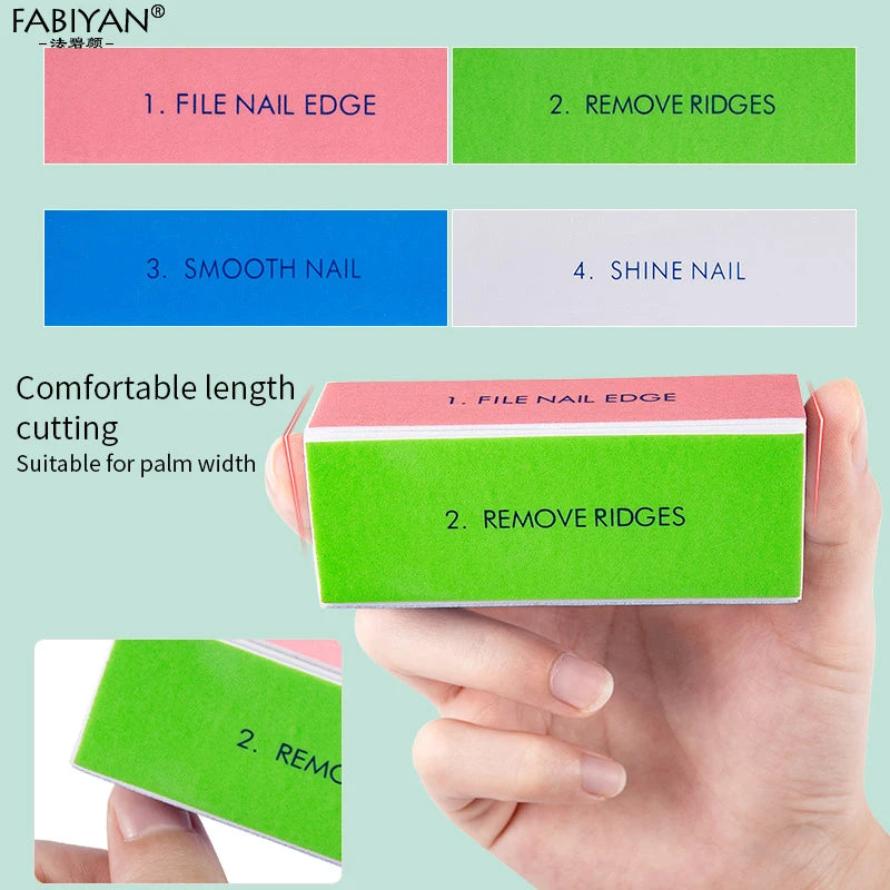 5pcs Nail File Buffer Block Set Dust Brush UV Gel Manicure Tools