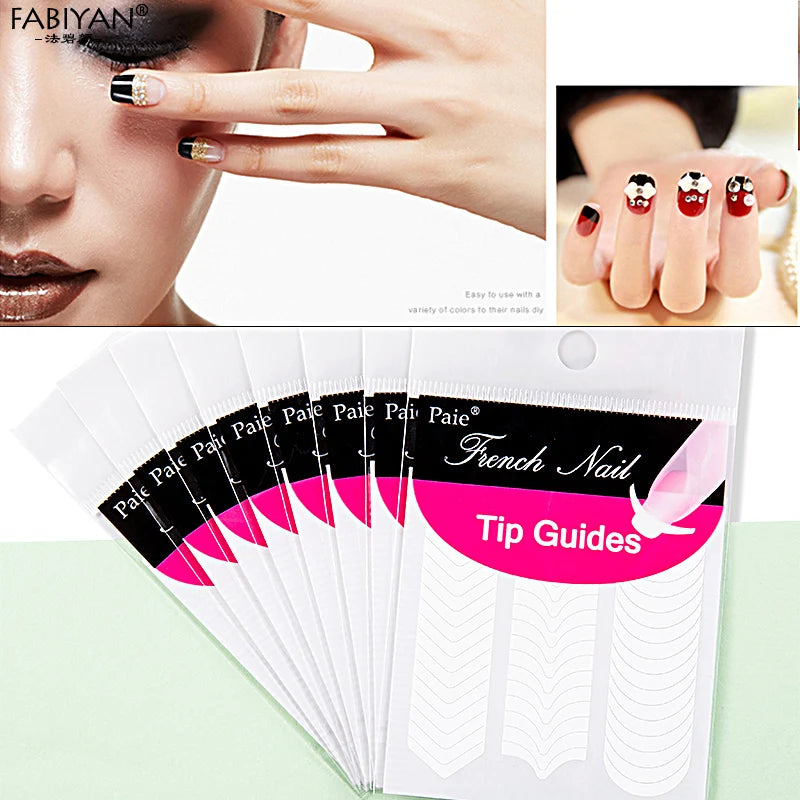 10 Pack French Manicure Nail Form Guide Stickers Nail Art Stencil