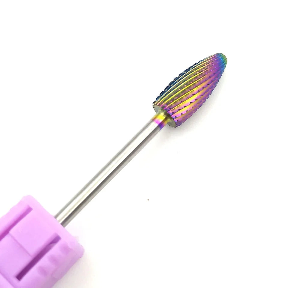 HYTOOS 3/32" Tungsten Carbide Nail Drill Bit Blue Rainbow Burr