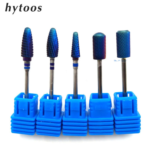 HYTOOS 3/32" Tungsten Carbide Nail Drill Bit Blue Rainbow Burr