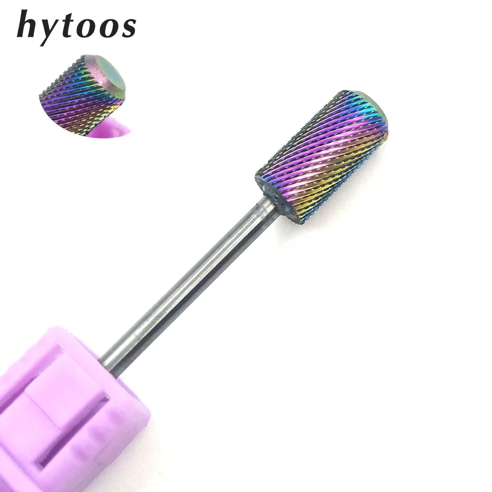 HYTOOS 3/32" Tungsten Carbide Nail Drill Bit Blue Rainbow Burr