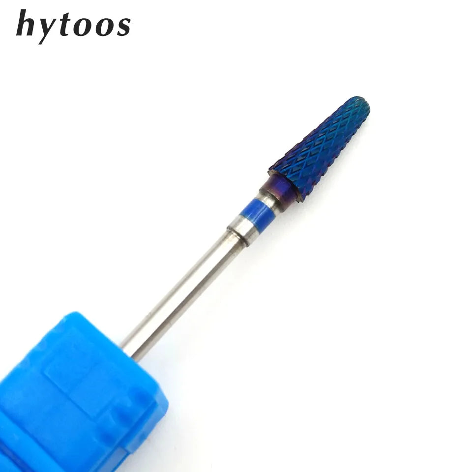 HYTOOS 3/32" Tungsten Carbide Nail Drill Bit Blue Rainbow Burr