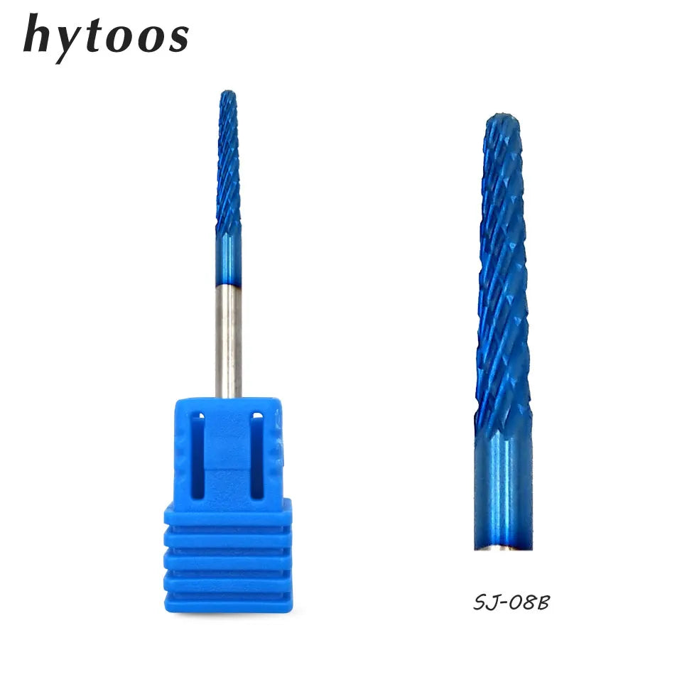 HYTOOS 3/32" Tungsten Carbide Nail Drill Bit Blue Rainbow Burr