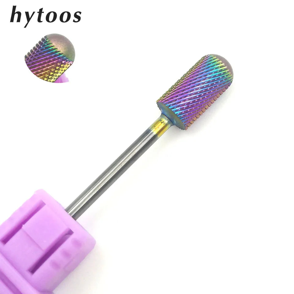 HYTOOS 3/32" Tungsten Carbide Nail Drill Bit Blue Rainbow Burr