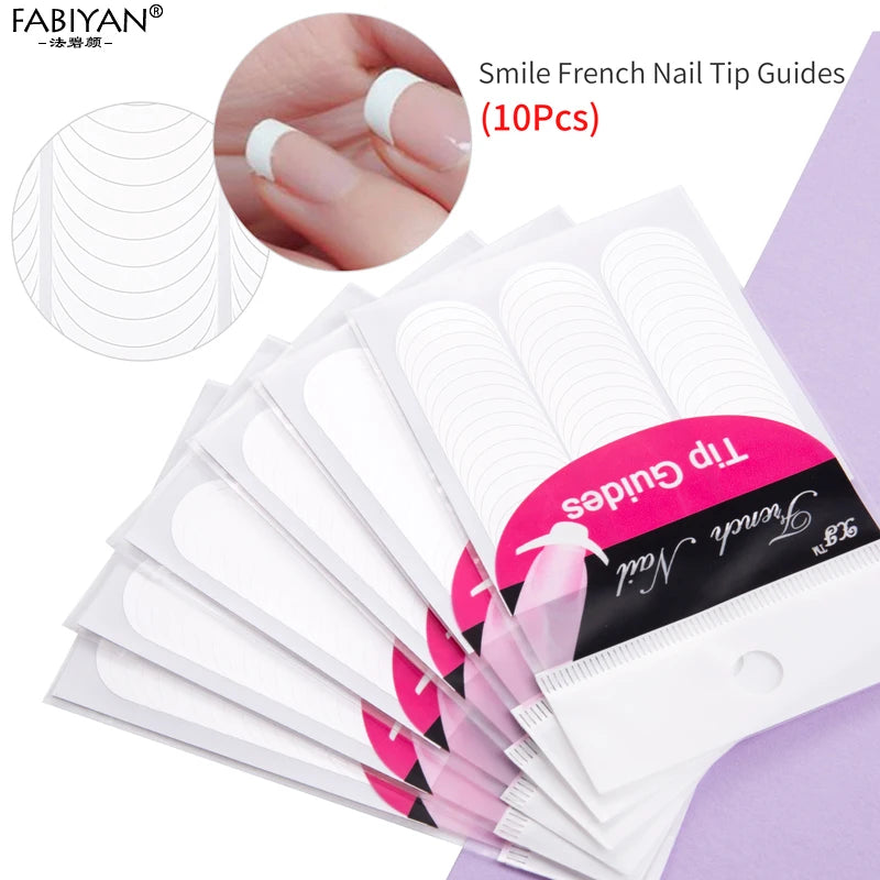 10 Pack French Manicure Nail Form Guide Stickers Nail Art Stencil
