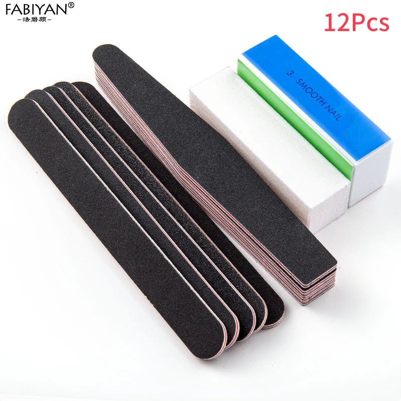 5pcs Nail File Buffer Block Set Dust Brush UV Gel Manicure Tools