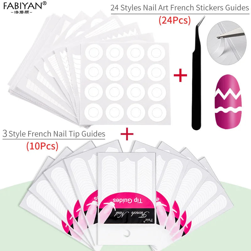 10 Pack French Manicure Nail Form Guide Stickers Nail Art Stencil