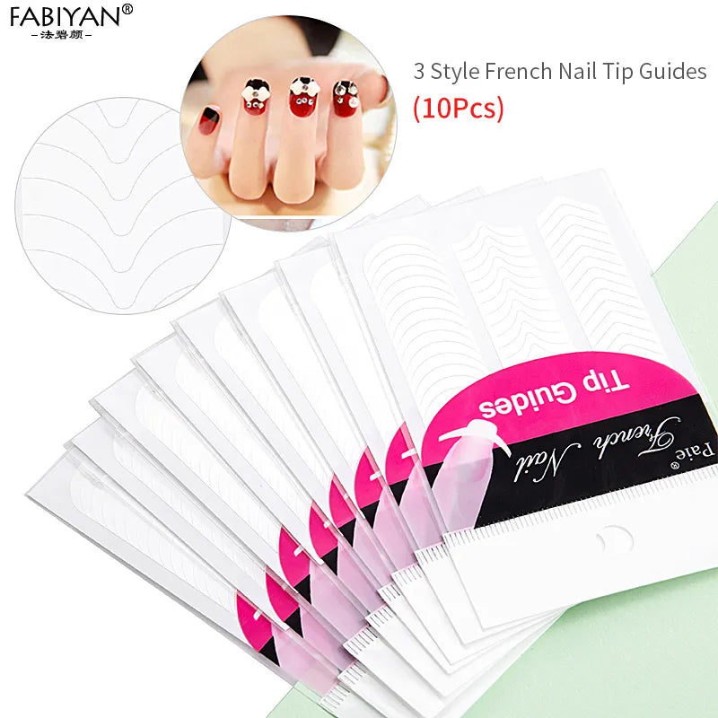 10 Pack French Manicure Nail Form Guide Stickers Nail Art Stencil