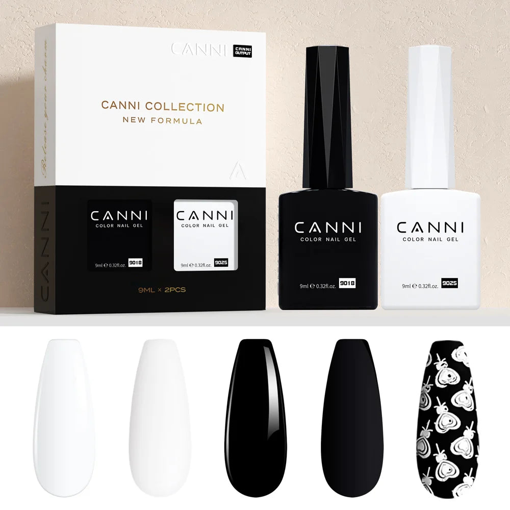 CANNI 9ml HEMA Free Gel Nail Polish Black White UV LED Soak Off